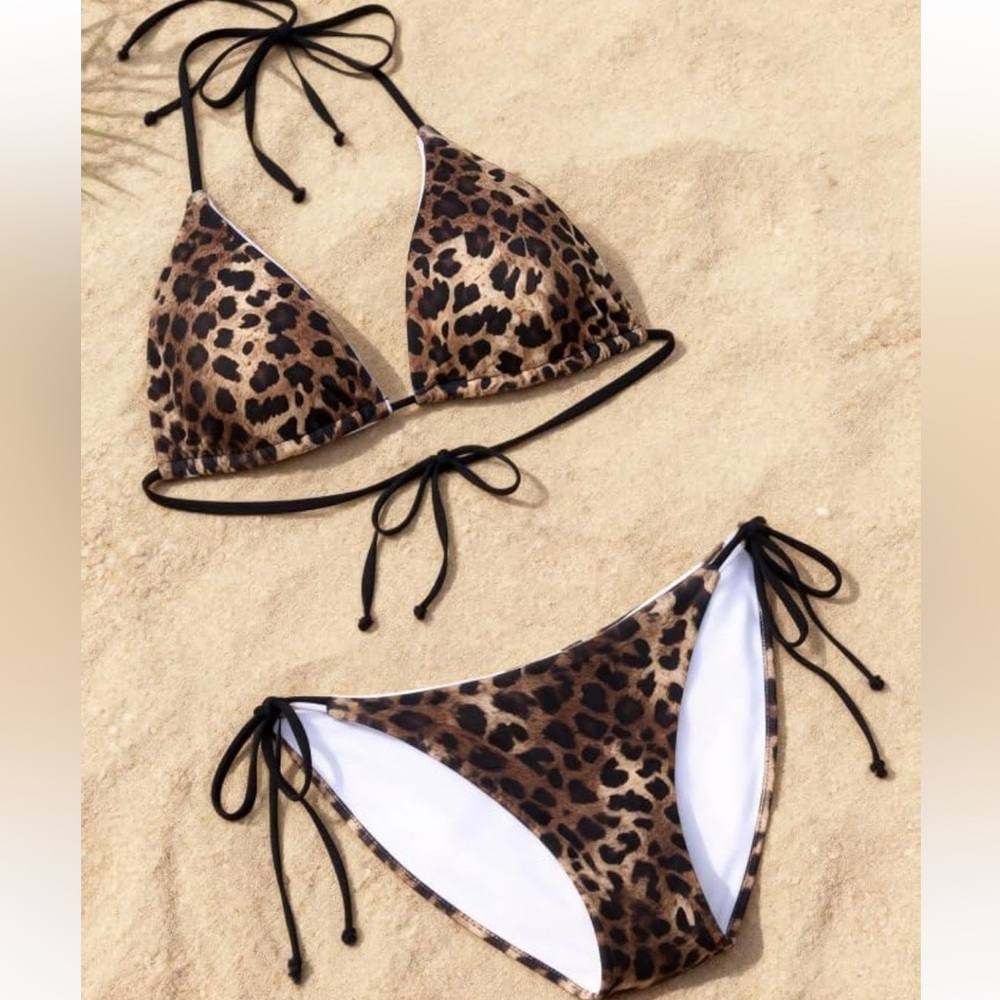 Triangle Bikini in Leopard Print